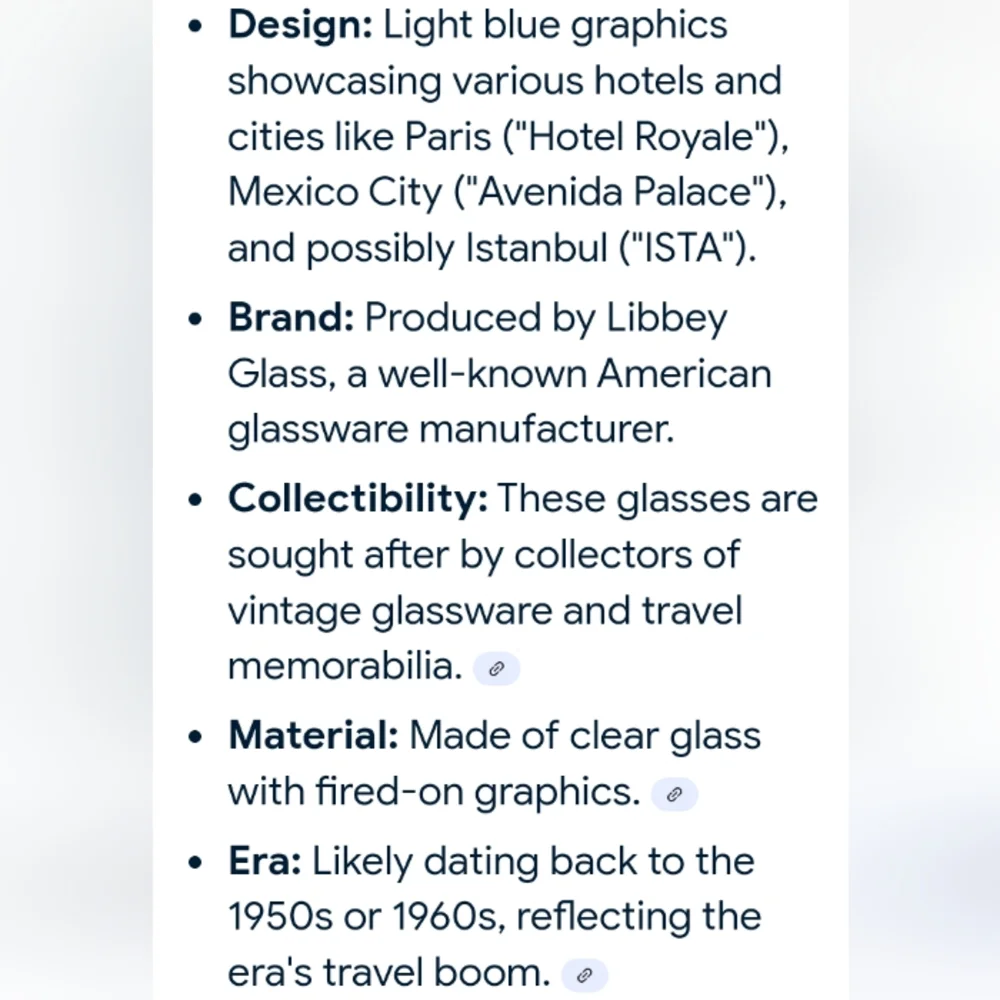 Vintage Travel-Themed Glass Tumblers - Blue